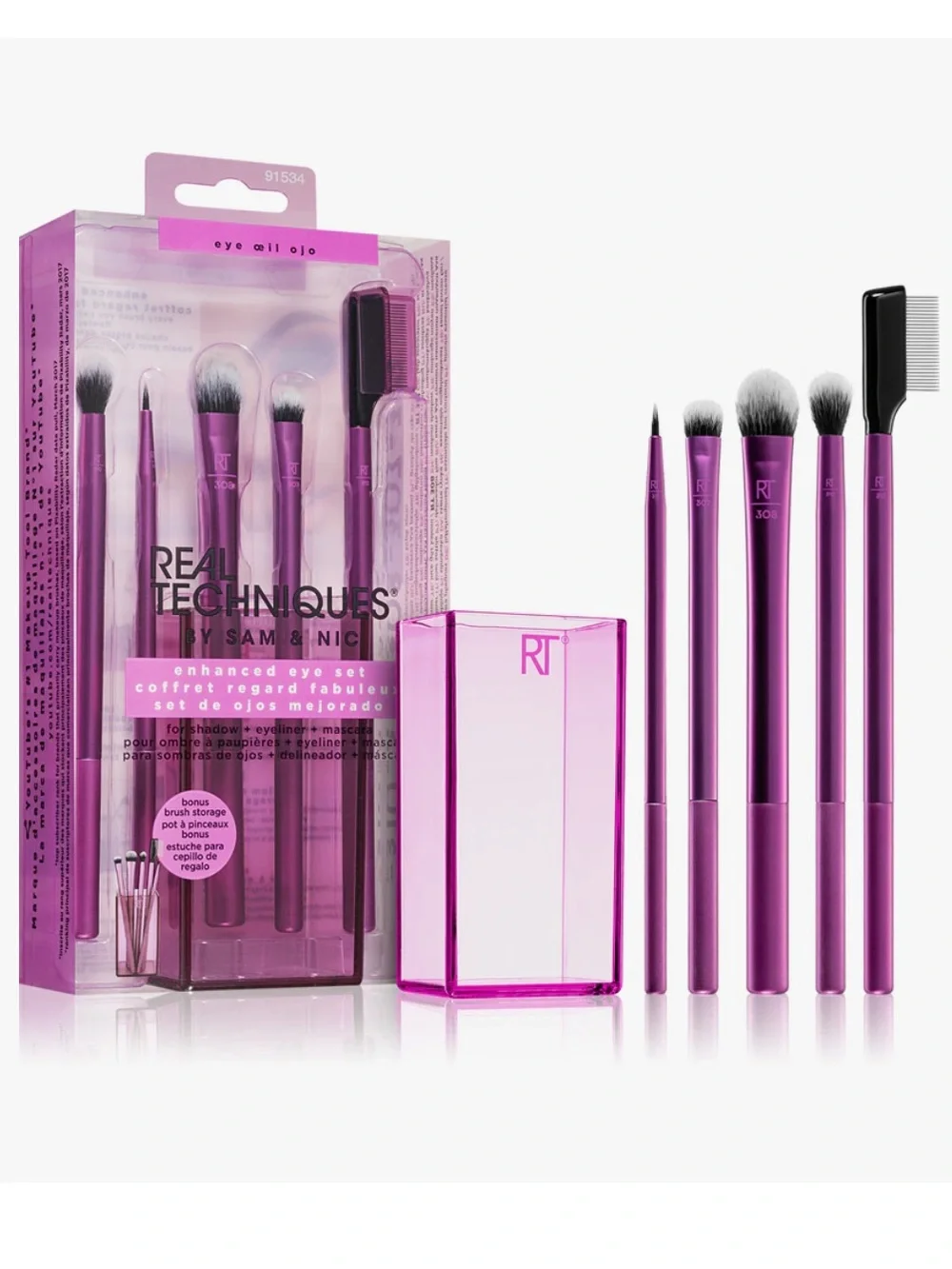 RT Real Techniques Enhanced Eye Set of 6-Eye Brush Set with Holder